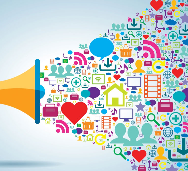 Illustration of all social media metaphors