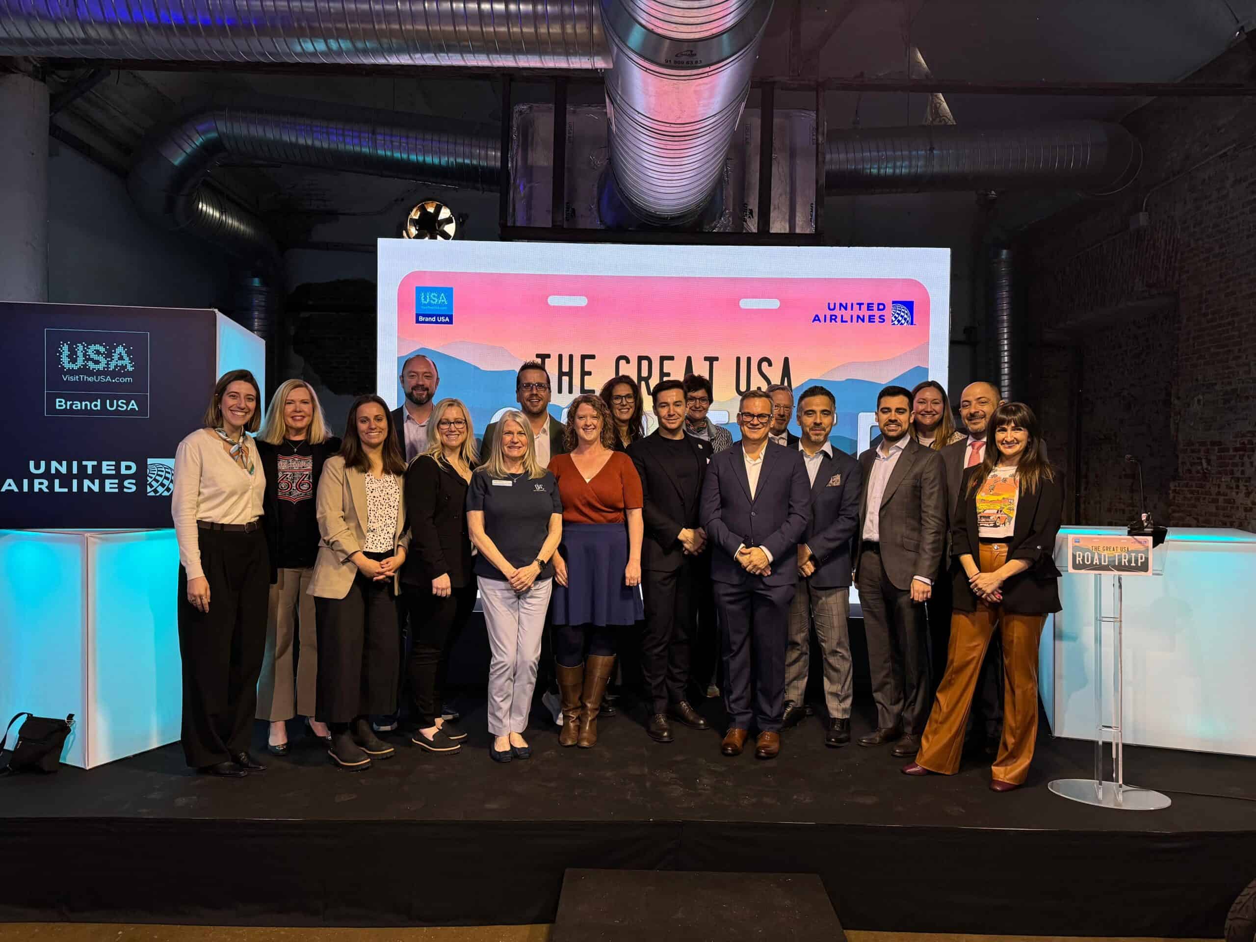 Group photo of Brand USA team at European roadshow event.