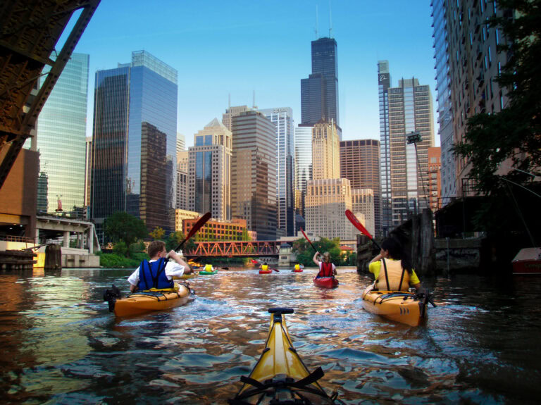 Kayakers in the Chicago River